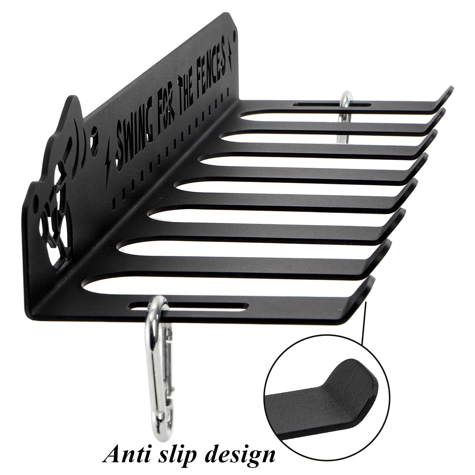 Heavy Duty Baseball Bat Rack Wall Mount   8 Hook Storage Holder for 14 Bats, Met3