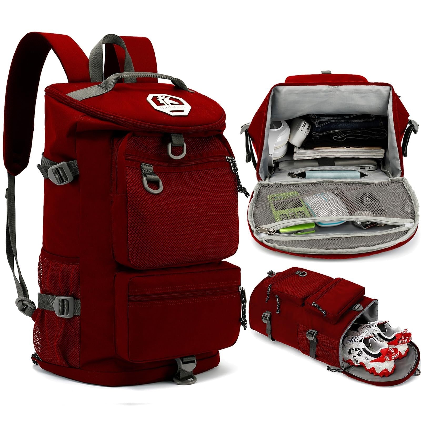 Waterproof Gym Duffel Backpack with Shoe Compartment, 4 Carry Methods, Sports &2