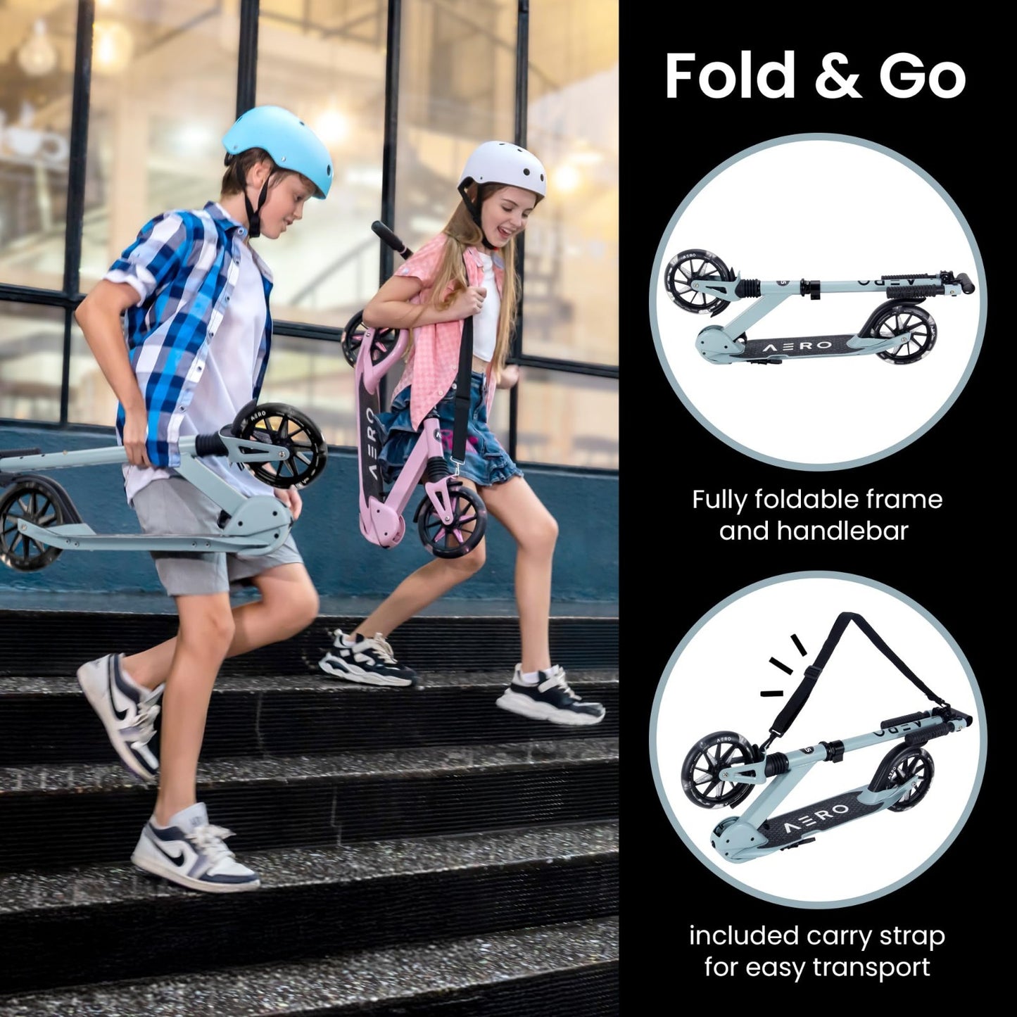 Big Wheel Kick Scooter for Kids 6-12, Teens & Adults - Adjustable Height, Smooth4