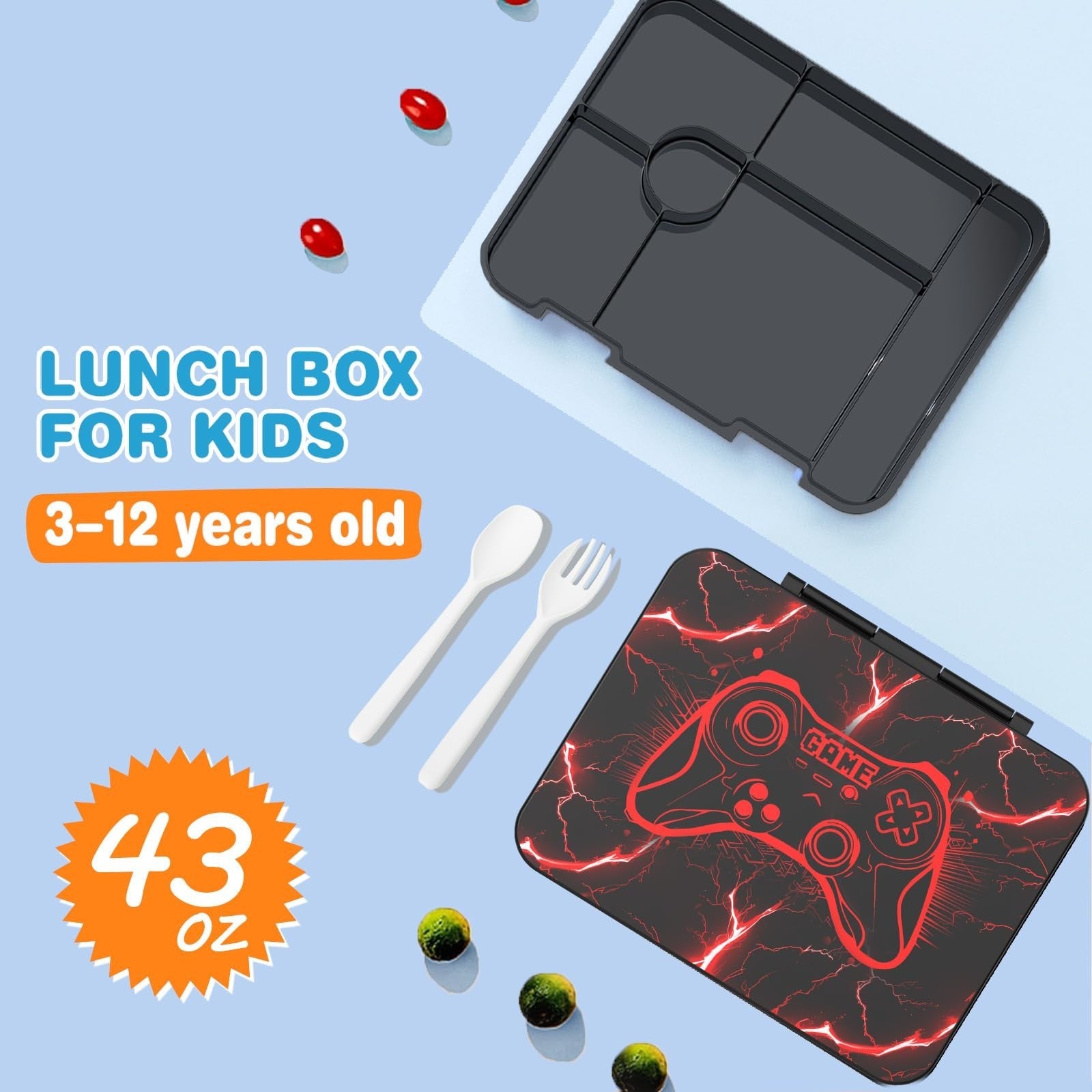 Cool Luminous Gamer Backpack for Boys, Insulated Lunch Box, Water Bottle & Penci3