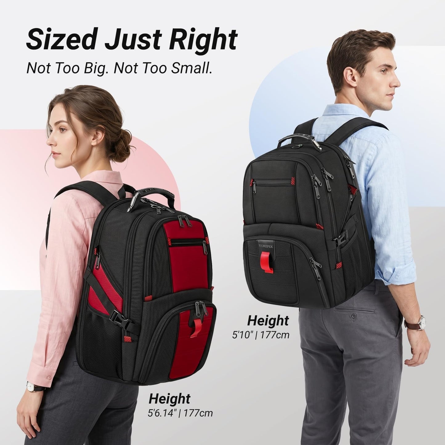 Large Laptop Backpack for Men, Heavy Duty Travel Bag, Waterproof, Multi Compartm7