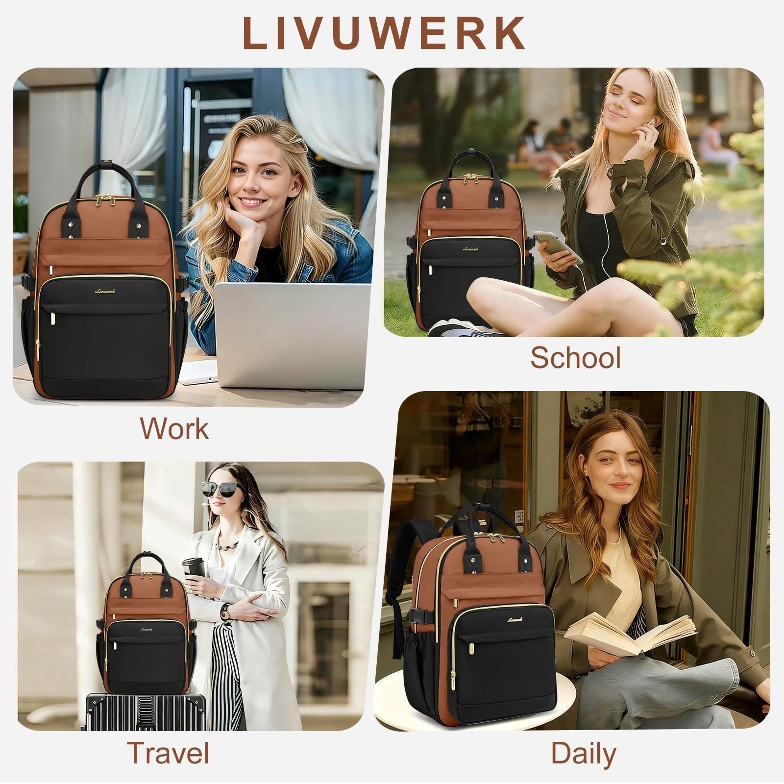 Stylish Women’s Laptop Backpack 15.6"   Waterproof, Anti Theft, Large Capacity B7