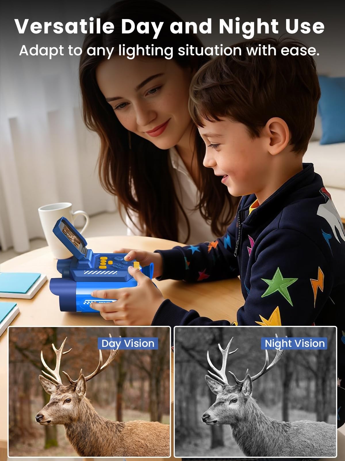 Kids Binoculars with Night Vision & 10X Zoom   Adventure Telescope Toys for Ages7
