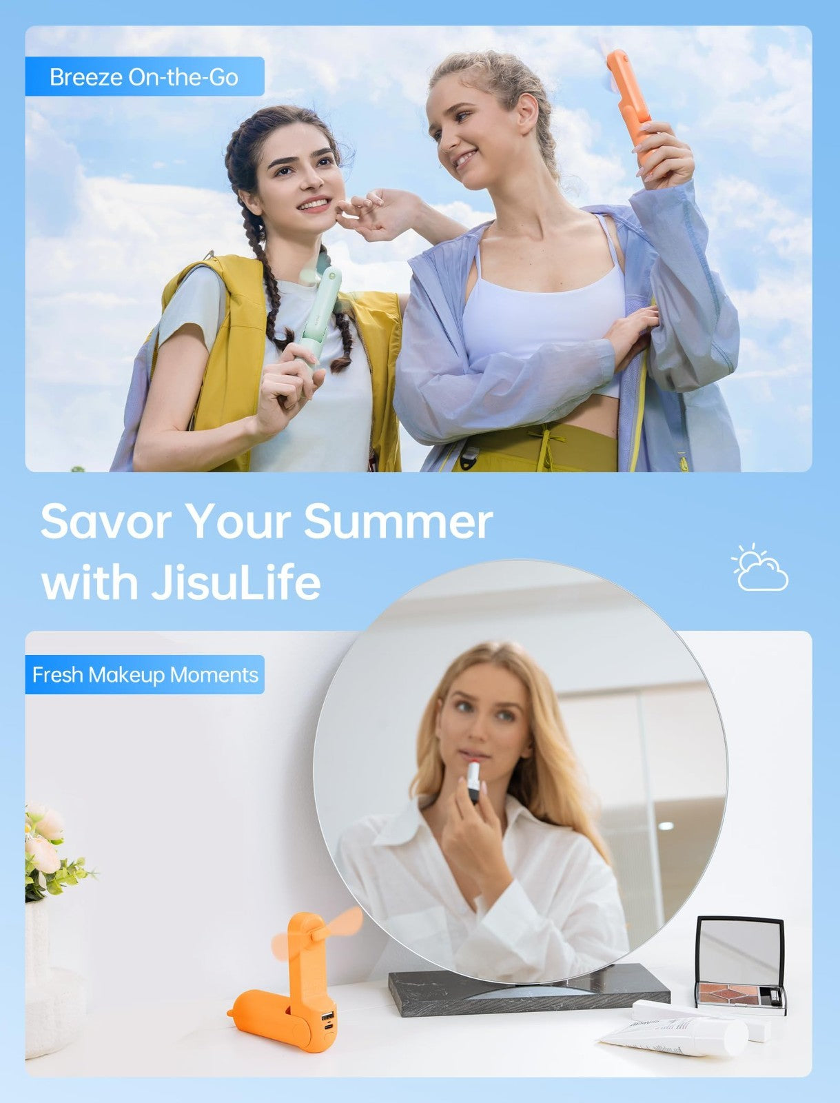 3 in 1 Portable Fan with Power Bank & Flashlight | USB Rechargeable, 19H Cooling5