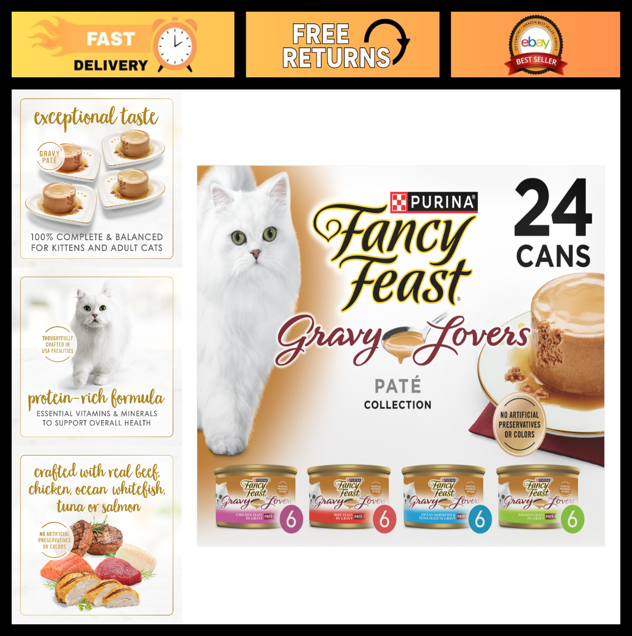 Gourmet Gravy Lovers Wet Cat Food Variety Pack, 24 Cans, 4.5 lb, Tender & Delici0