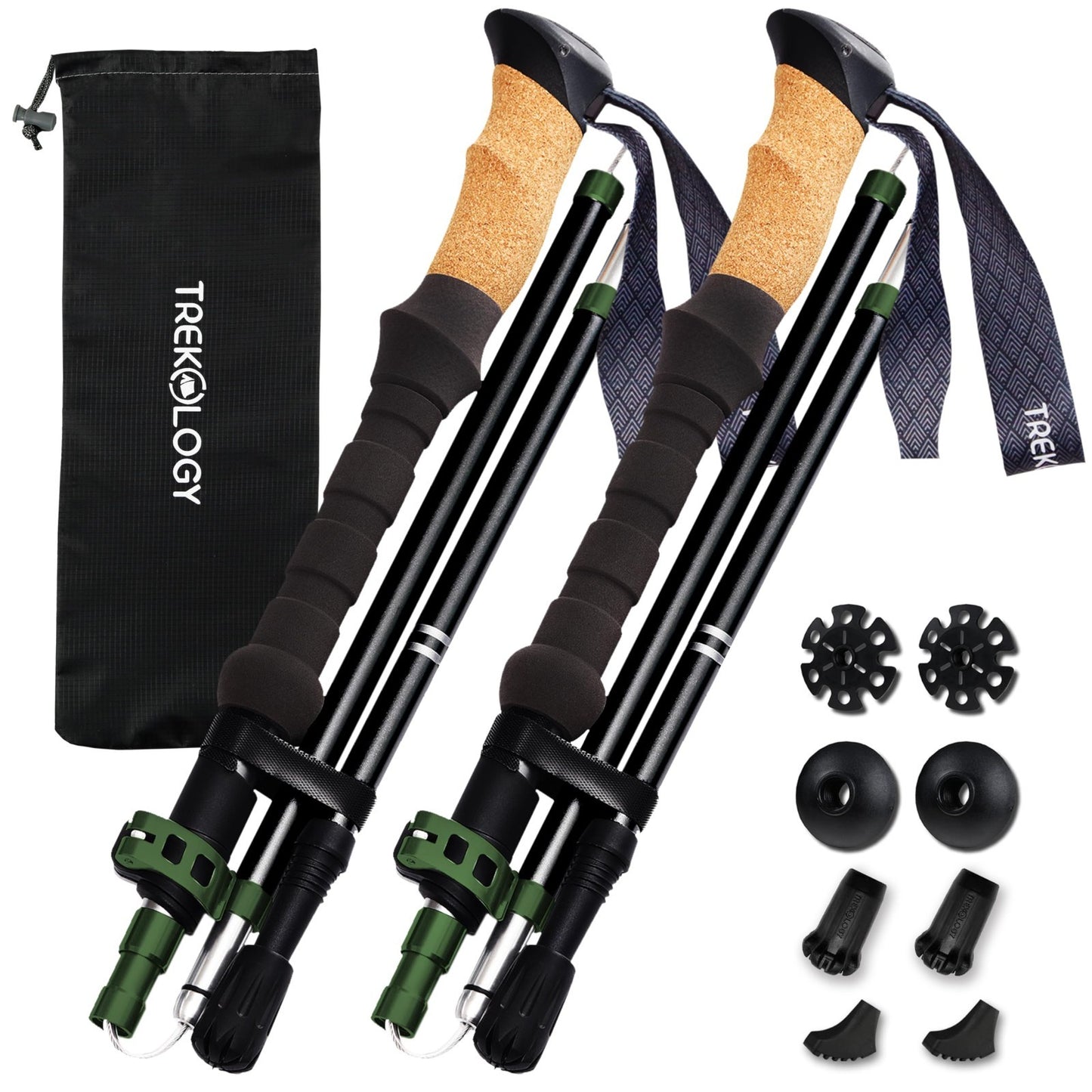 Lightweight Adjustable Trekking Poles with Cork Grip – Compact Hiking Sticks for1