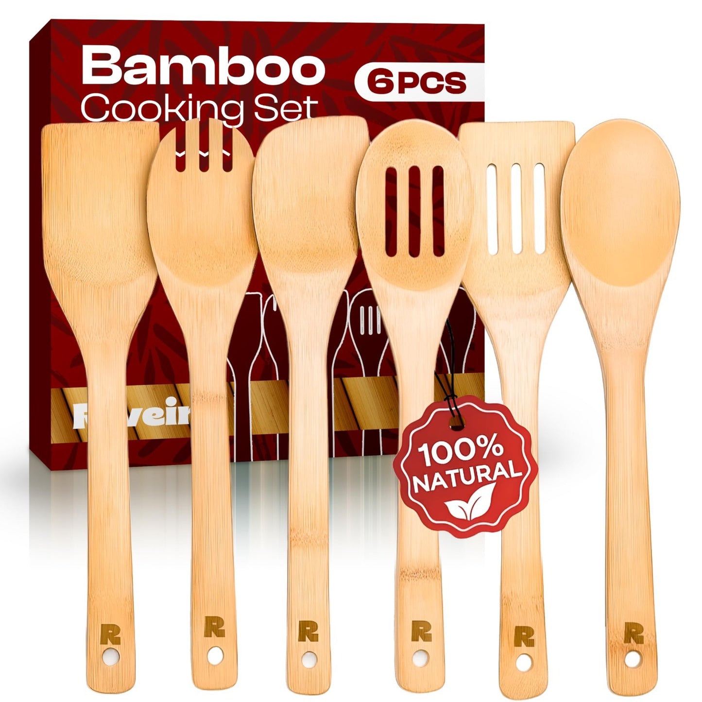 6 Piece Bamboo Cooking Utensils Set   Wooden Spoons & Spatulas for Kitchen Essen1