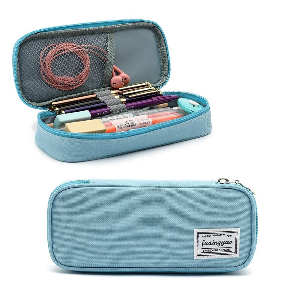 Multi Slot Pencil Case, Portable Pen Pouch, Office & School Supplies Bag   Blue1