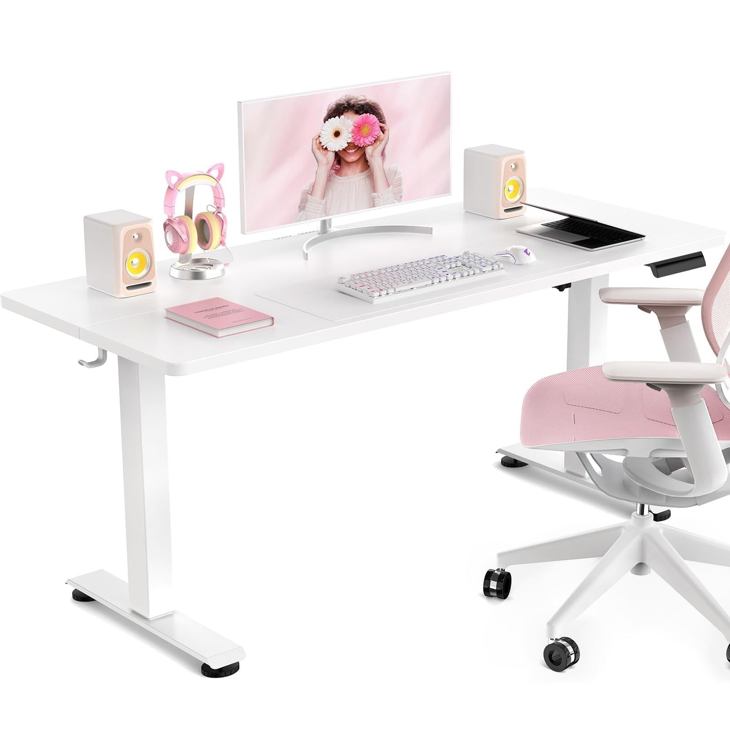 47.2 Inch Adjustable Electric Standing Desk - Sit to Stand Home Office Table, Wh1