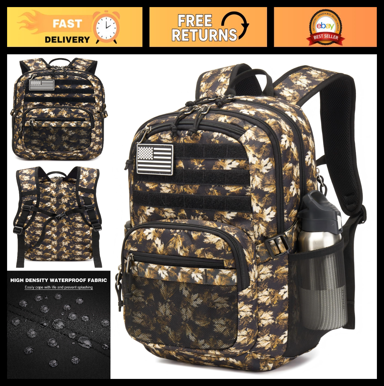 Tactical Military Backpack 25L, 3 Day Assault Pack with Molle System for Outdoor0