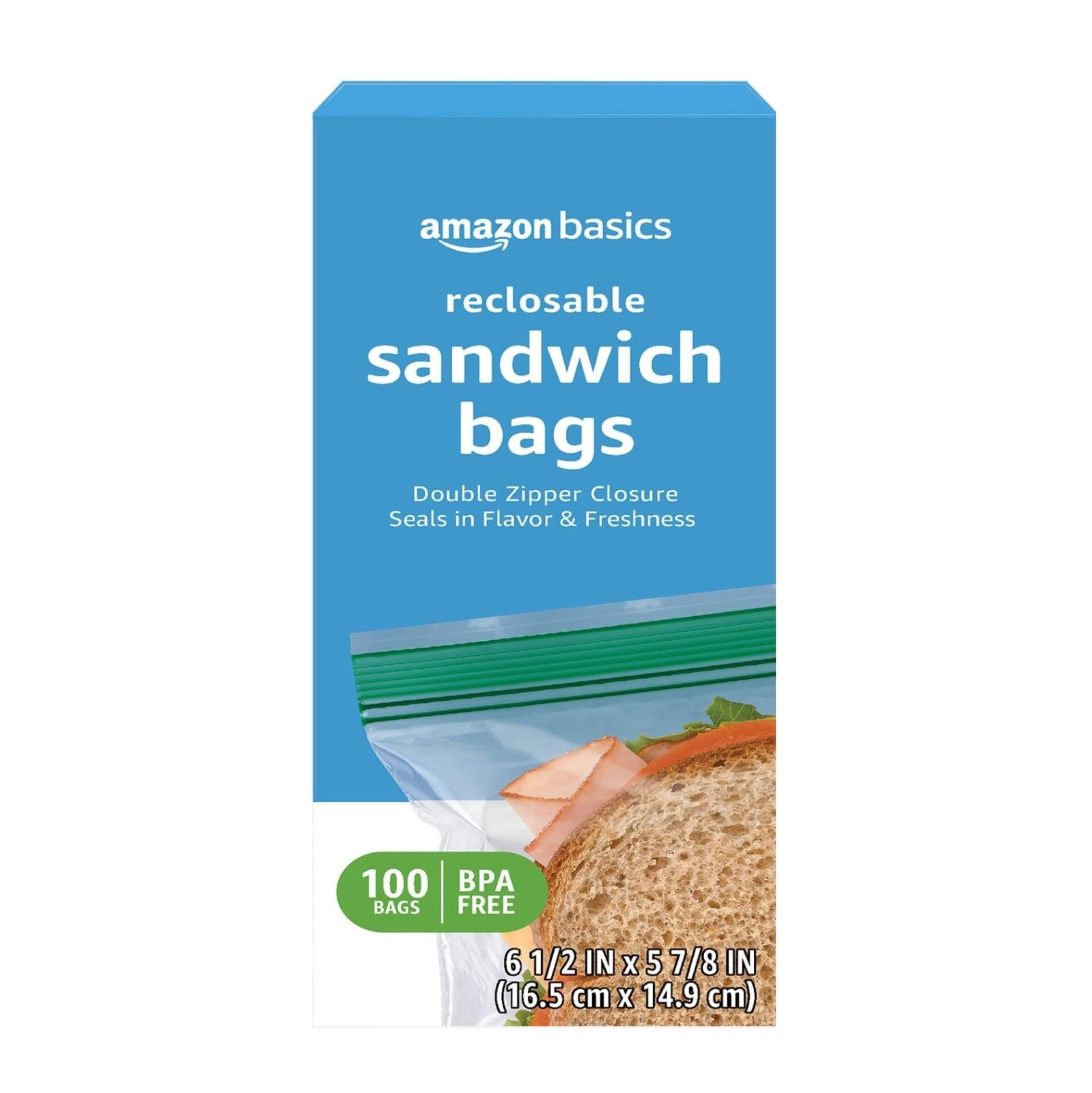 Reclosable Double Zipper Sandwich Storage Bags, BPA Free, 100 Count   Food Stora1