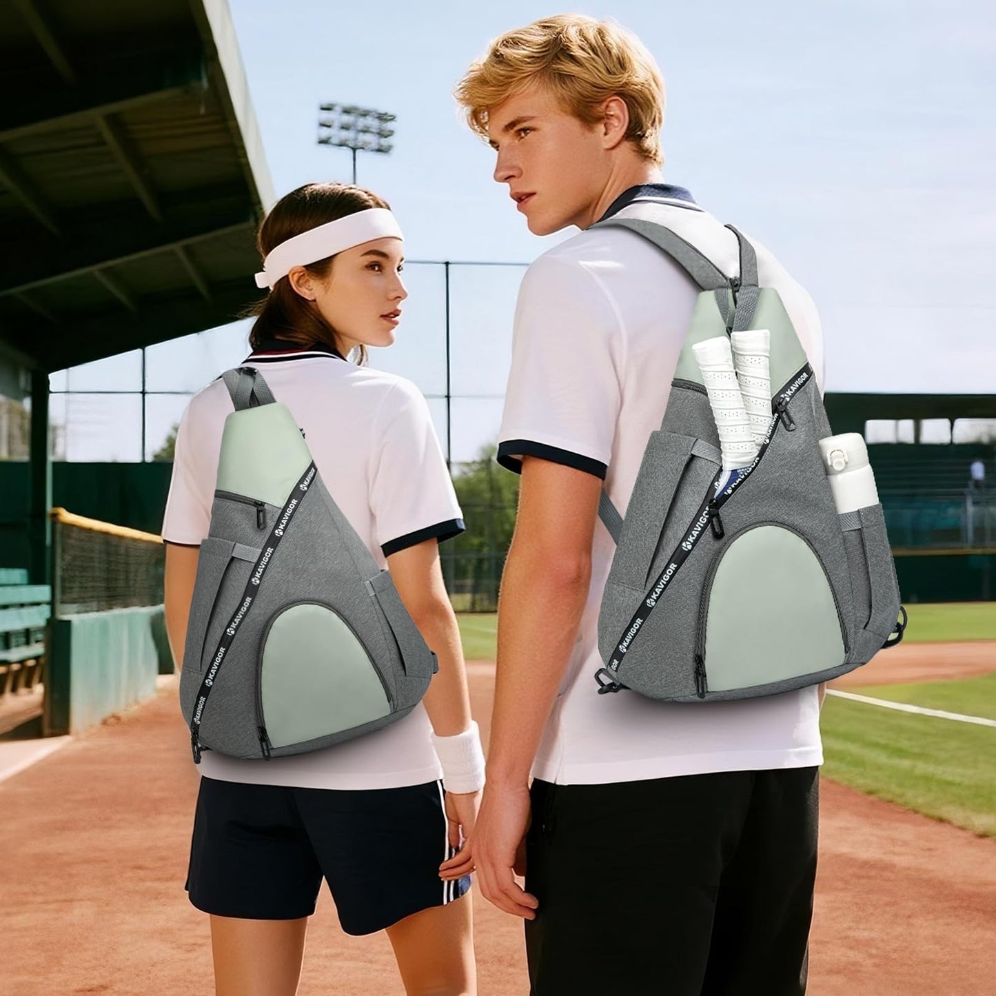 Lightweight Pickleball Sling Bag with 7 Pockets, Water-Resistant & Detachable St6