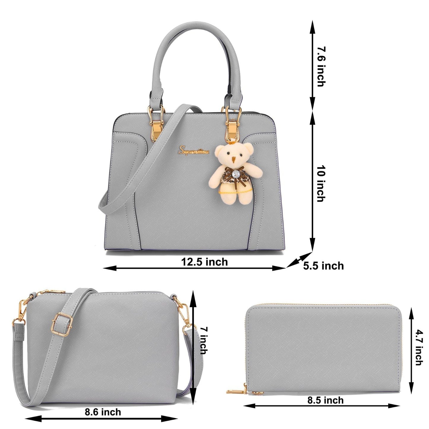 Stylish Women's 3-Piece Handbag Set - Shoulder Bag, Satchel & Wallet - Fashion P5
