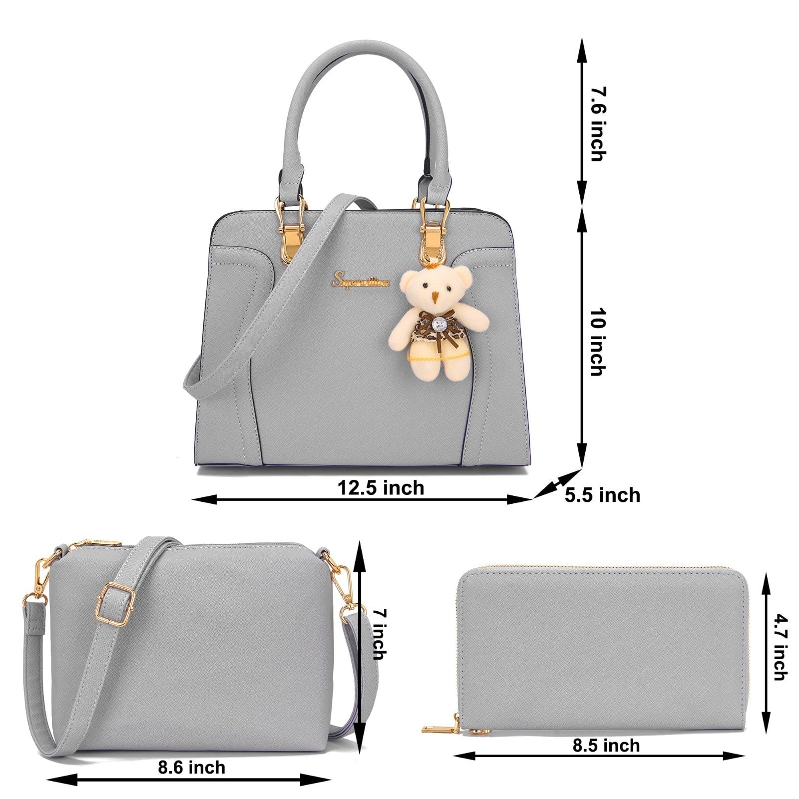 Stylish Women's 3-Piece Handbag Set - Shoulder Bag, Satchel & Wallet - Fashion P5