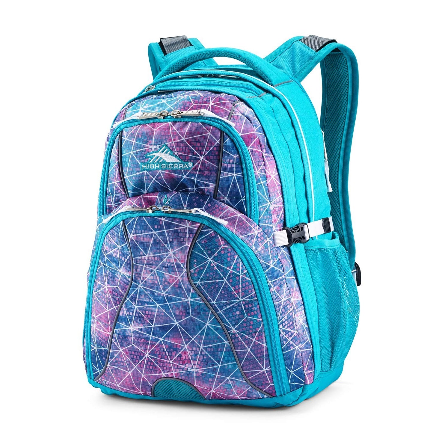 Stylish Laptop Backpack for School & Travel, Sequin Facets/Bluebird/White, One S1