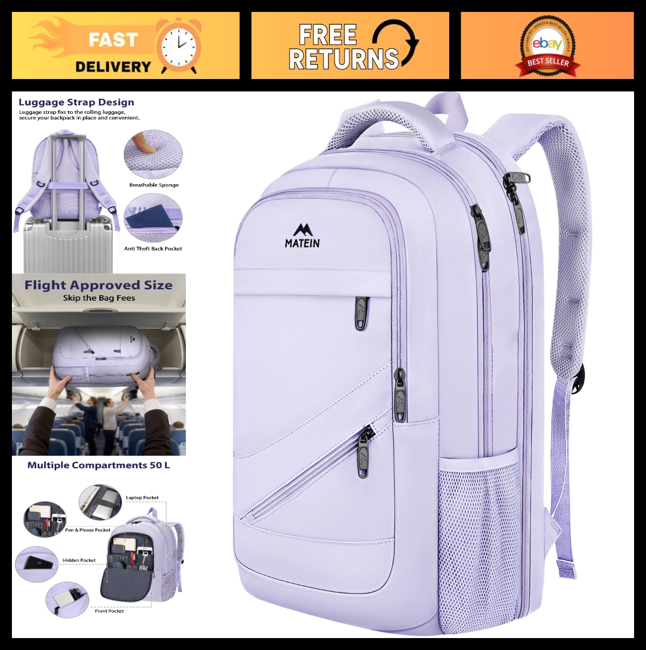 Extra Large Laptop Backpack for Women, TSA Friendly Travel Bag, Durable & Stylis0