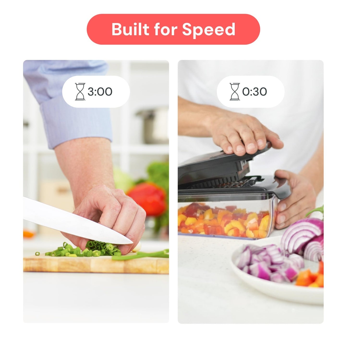 2 in 1 Vegetable Chopper & Slicer | Sharp Stainless Steel Blades, Onion & Fruit3