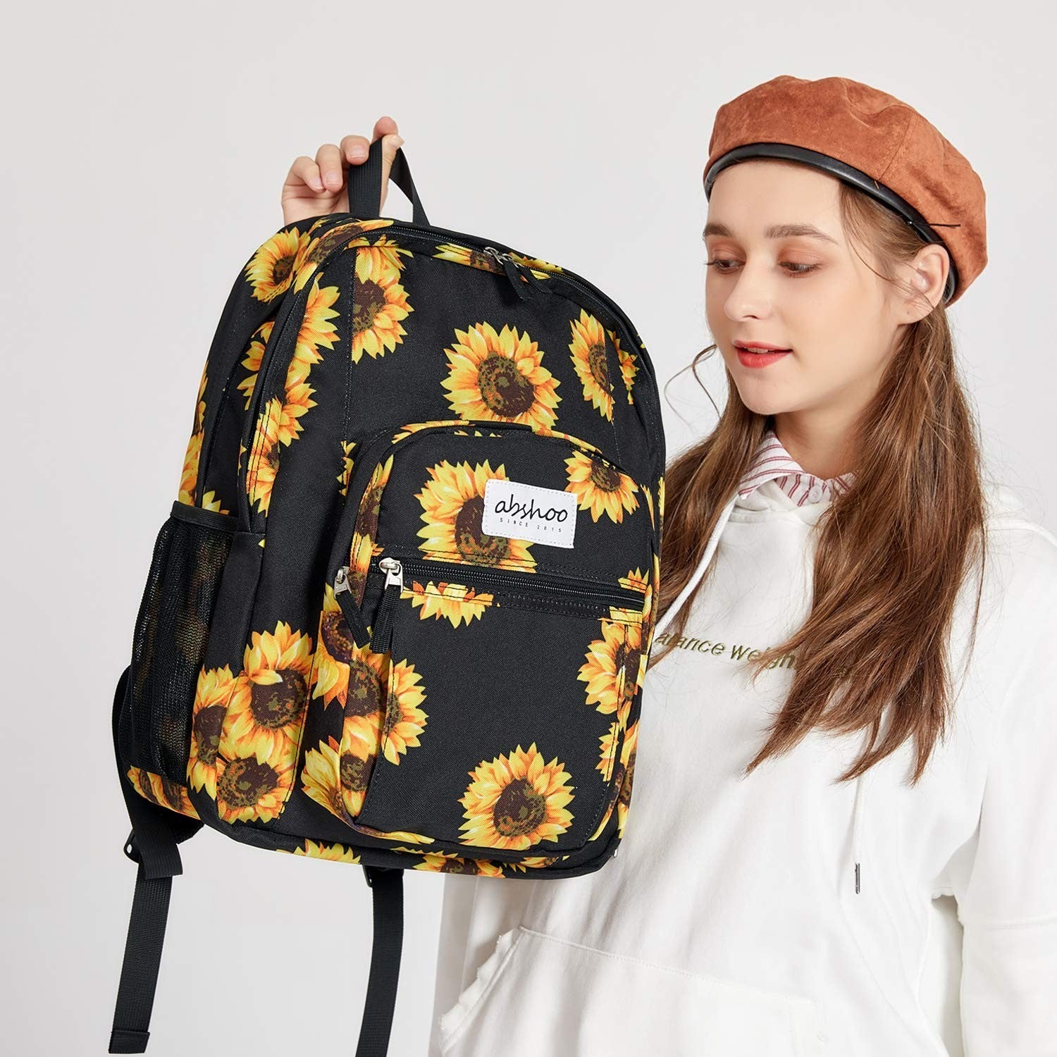 Sunflower Print Women's Backpack, Water Resistant School Bag for Teens, College2