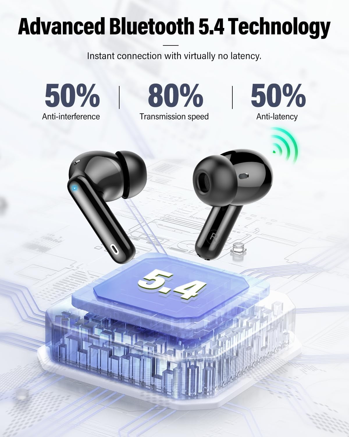 Wireless Earbuds Bluetooth 5.4, Noise Cancelling, 36H Playtime, IP7 Waterproof,3