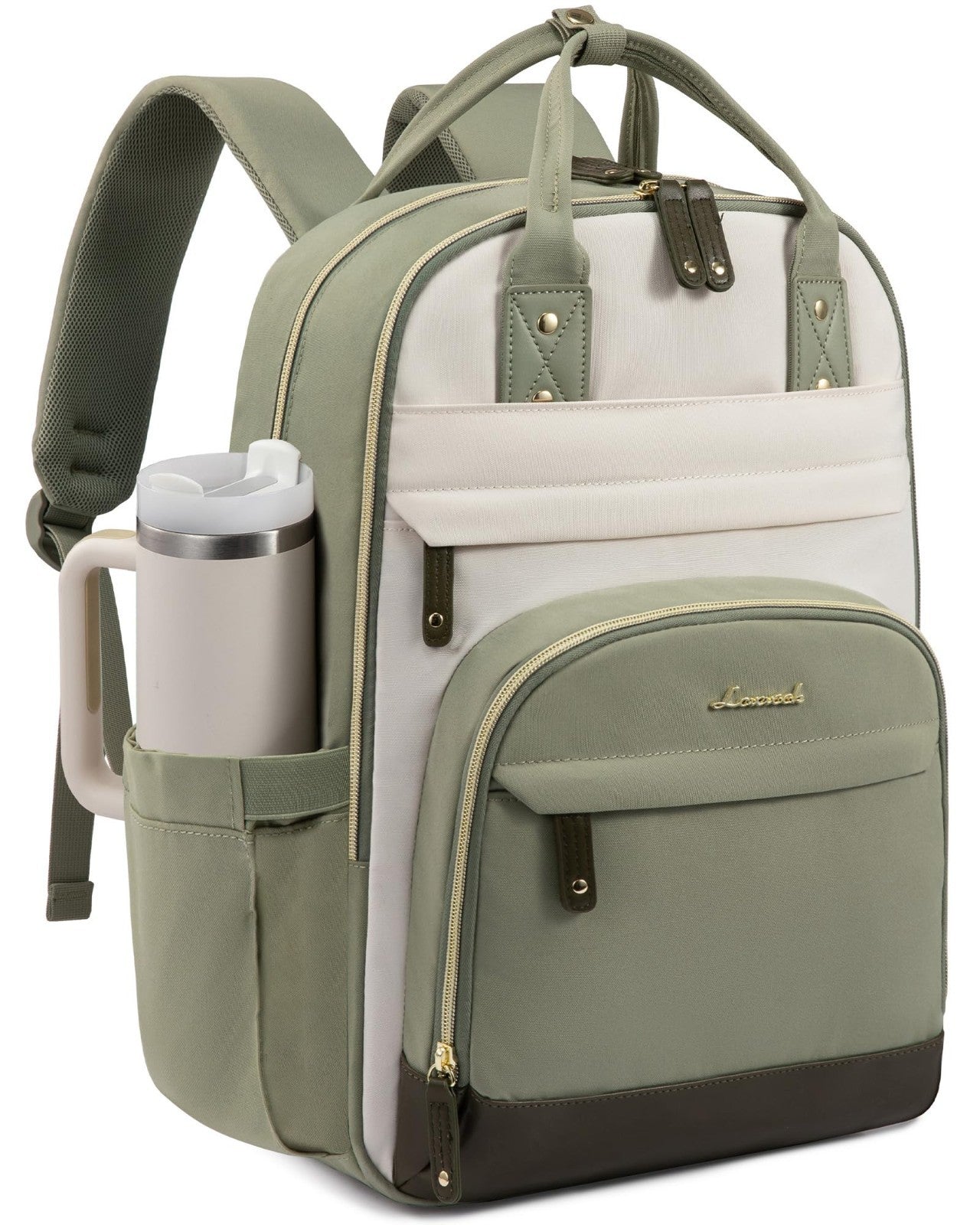 Stylish Waterproof Laptop Backpack with Cup Holder, 15.6" Work & Travel Bag, Cut0