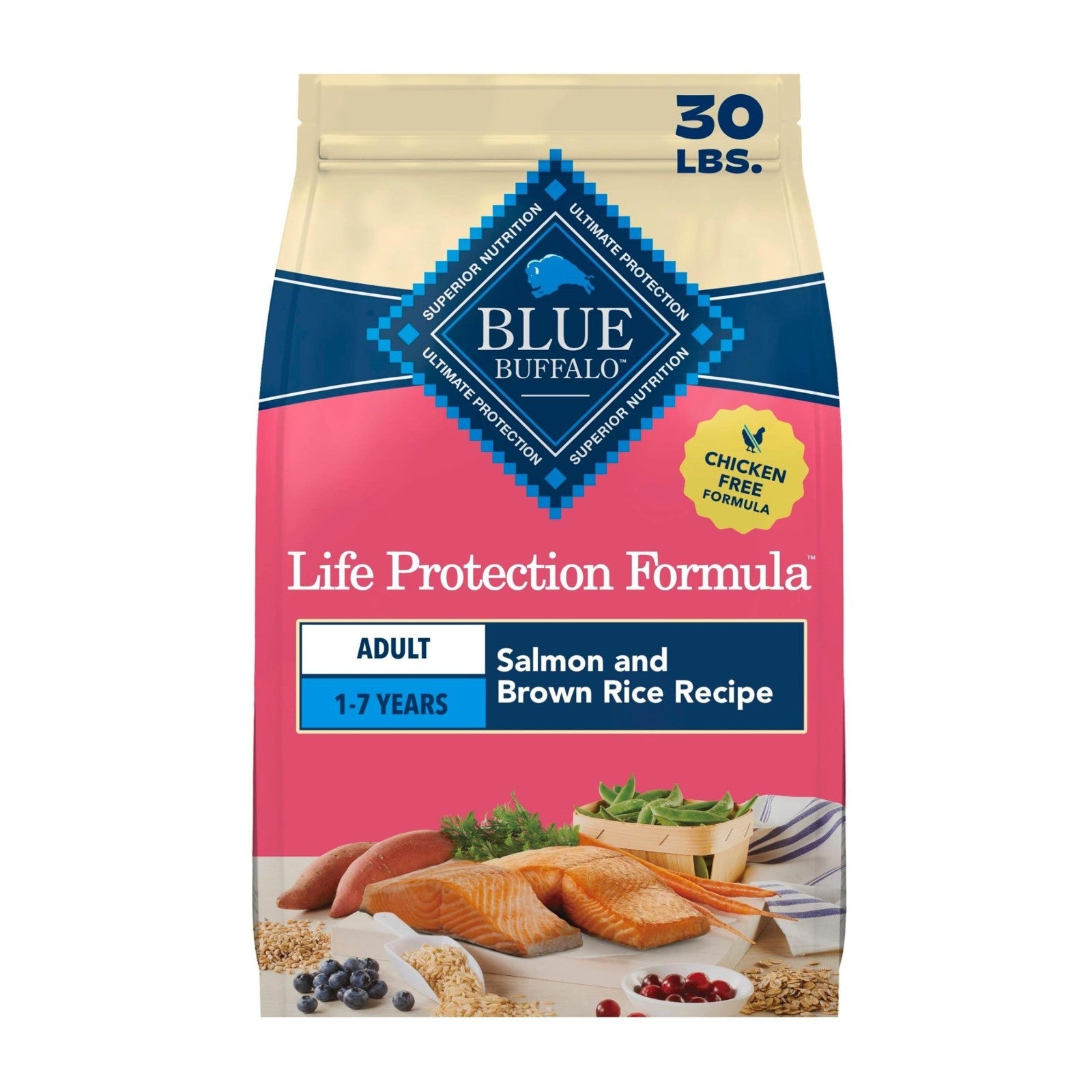 Salmon Adult Dry Dog Food, 30 lb   Blue Buffalo Life Protection Formula, Healthy1