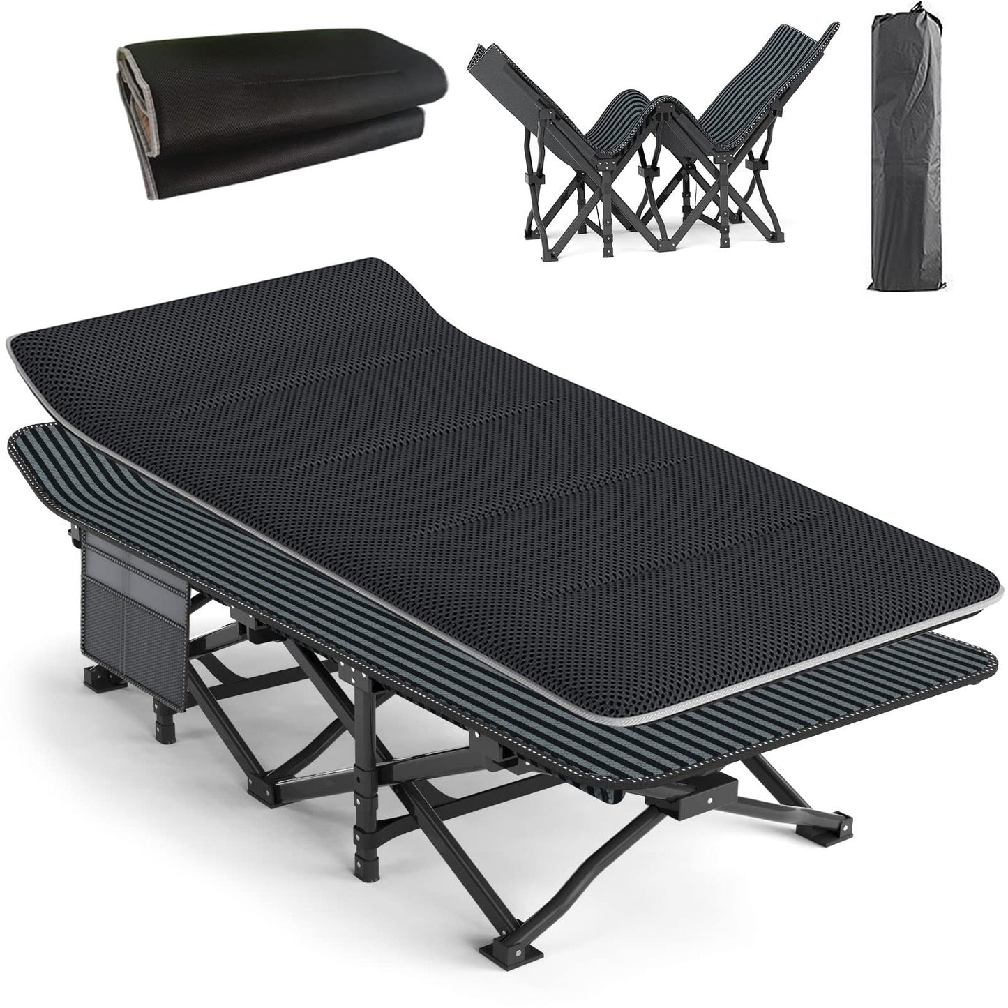 Heavy Duty Camping Cot for Adults   Portable Folding Bed with Cushion, 450LBS Su1