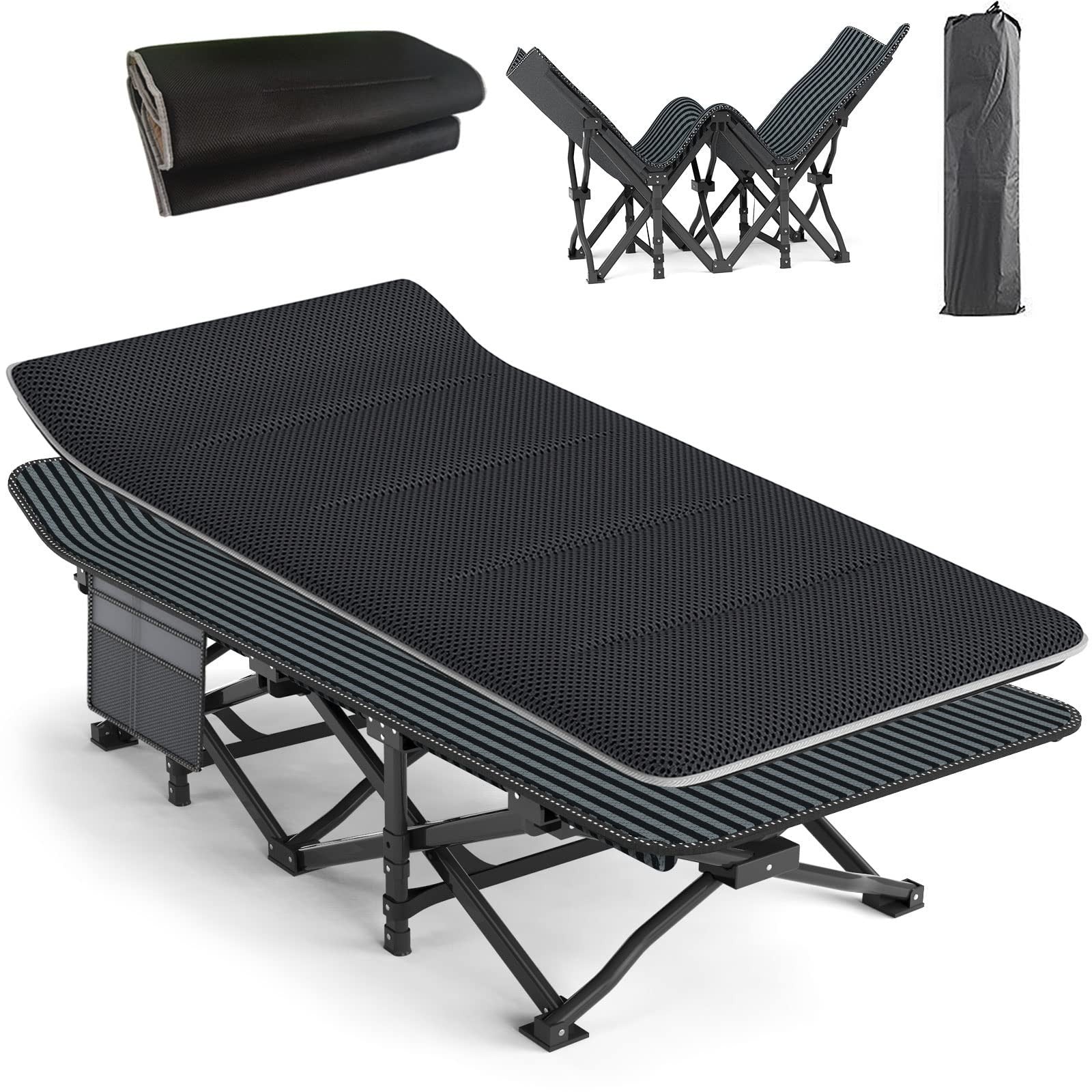 Heavy Duty Camping Cot for Adults   Portable Folding Bed with Cushion, 450LBS Su1