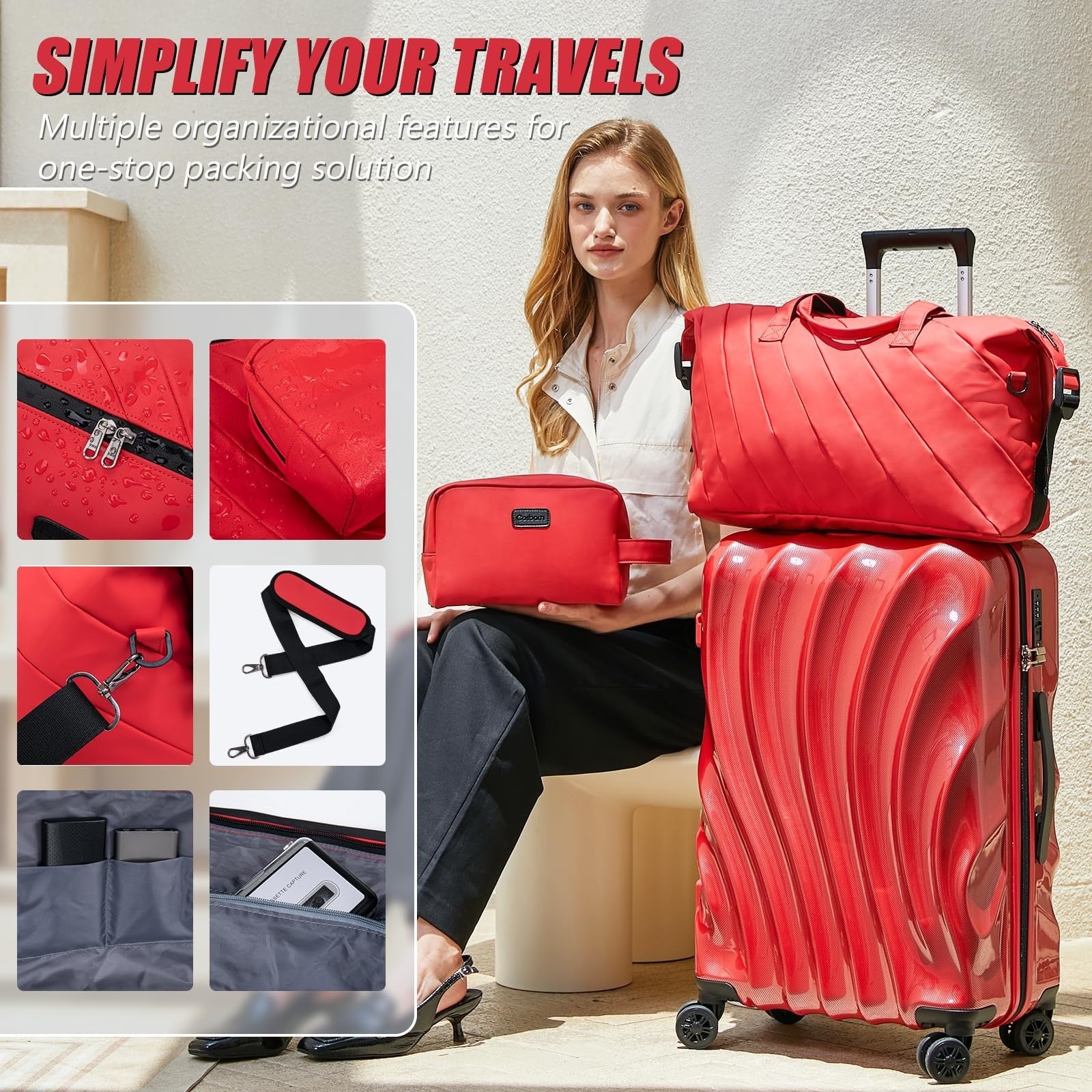 3 Piece Hardshell Luggage Set with Wheels, Lightweight Carry-On Suitcases, TSA L5