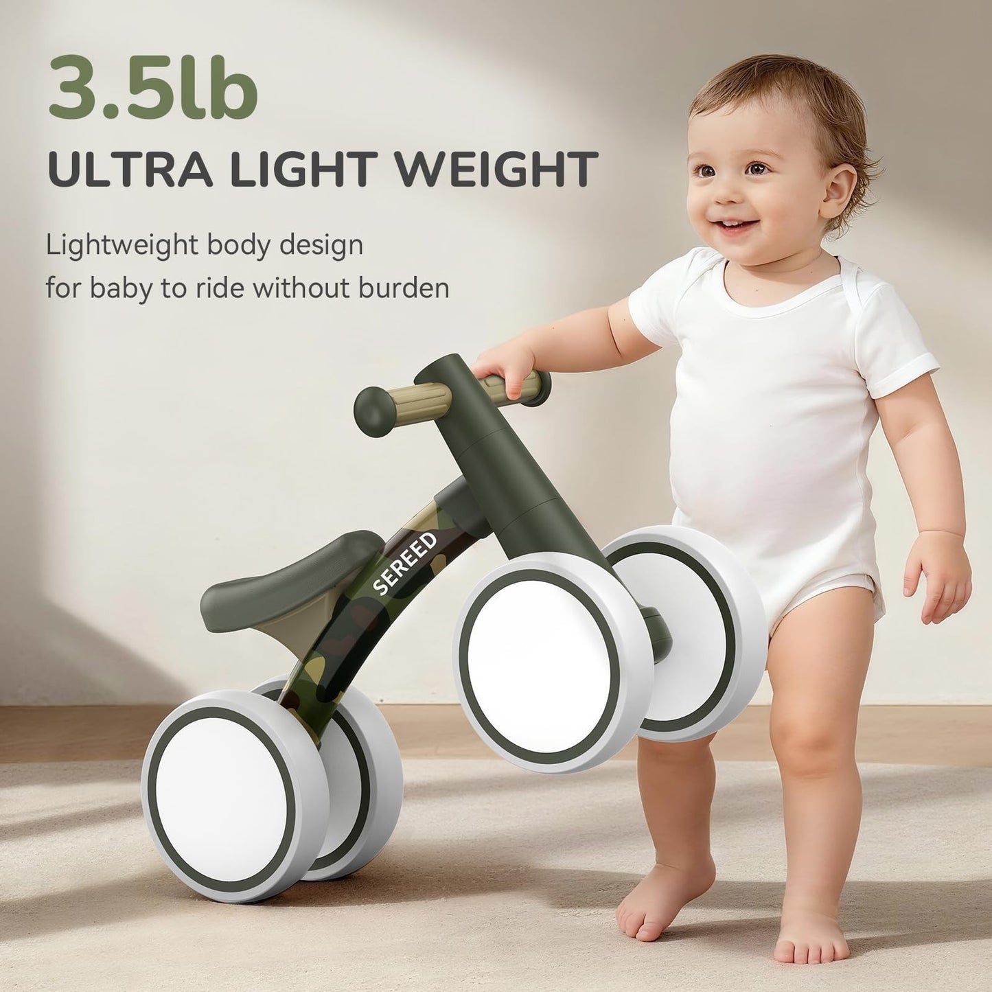 Toddler Balance Bike for 1 Year Old   4 Wheels, First Bike Gift for Boys & Girls4