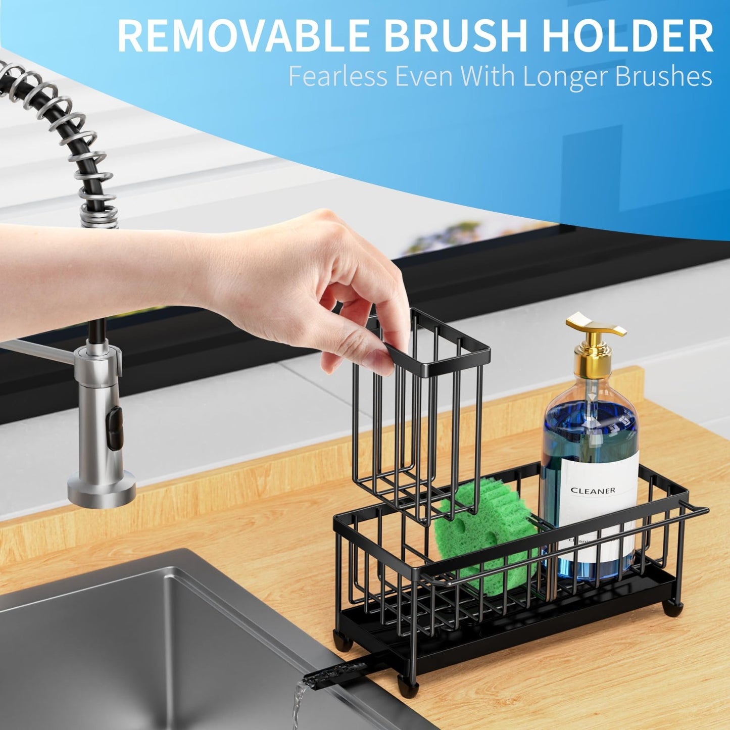 Kitchen Sink Sponge Holder Caddy Organizer, Rustproof 304 Stainless Steel, Towel4