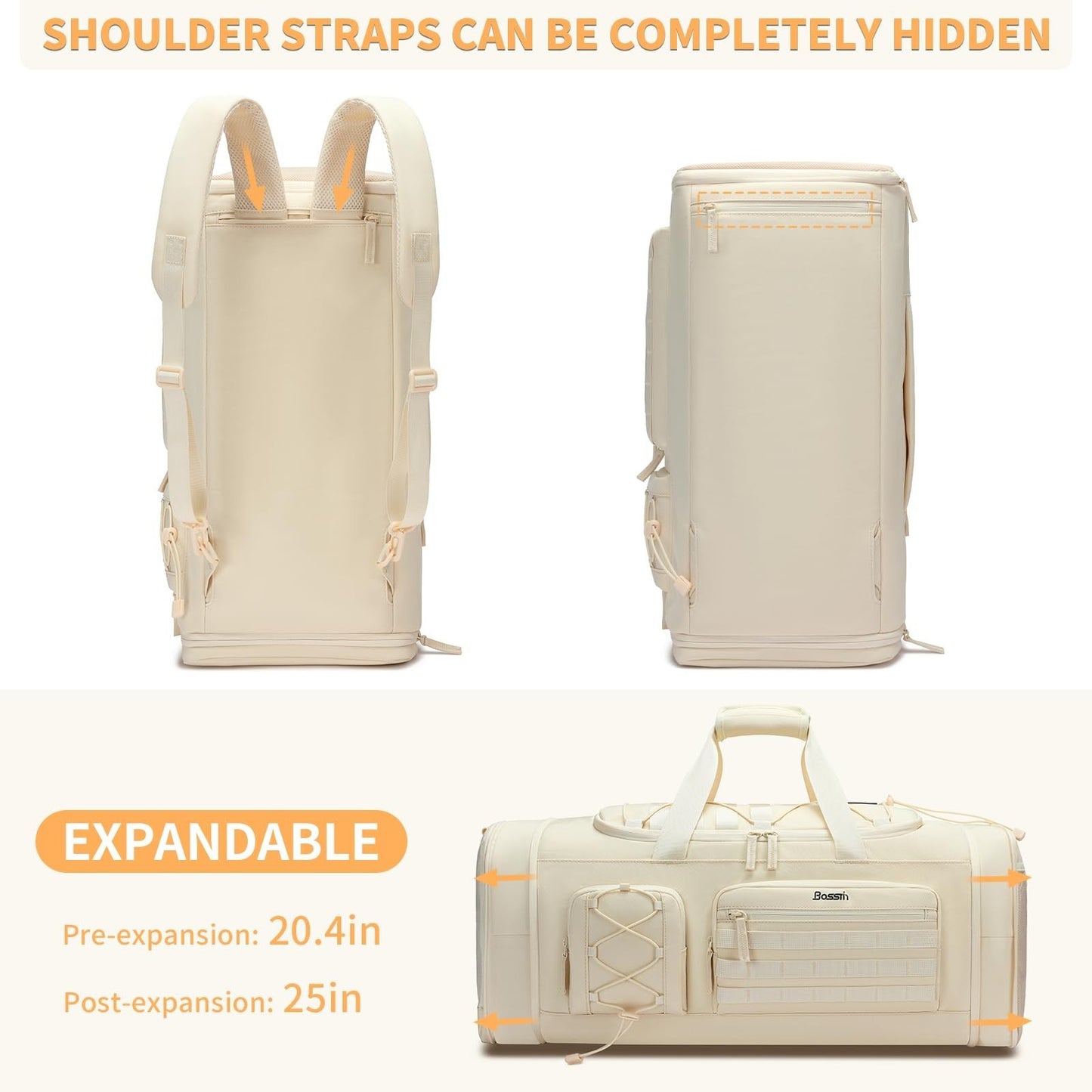 Expandable 45L 50L Gym Bag for Men & Women, Durable Sports Duffle, Travel Tote3