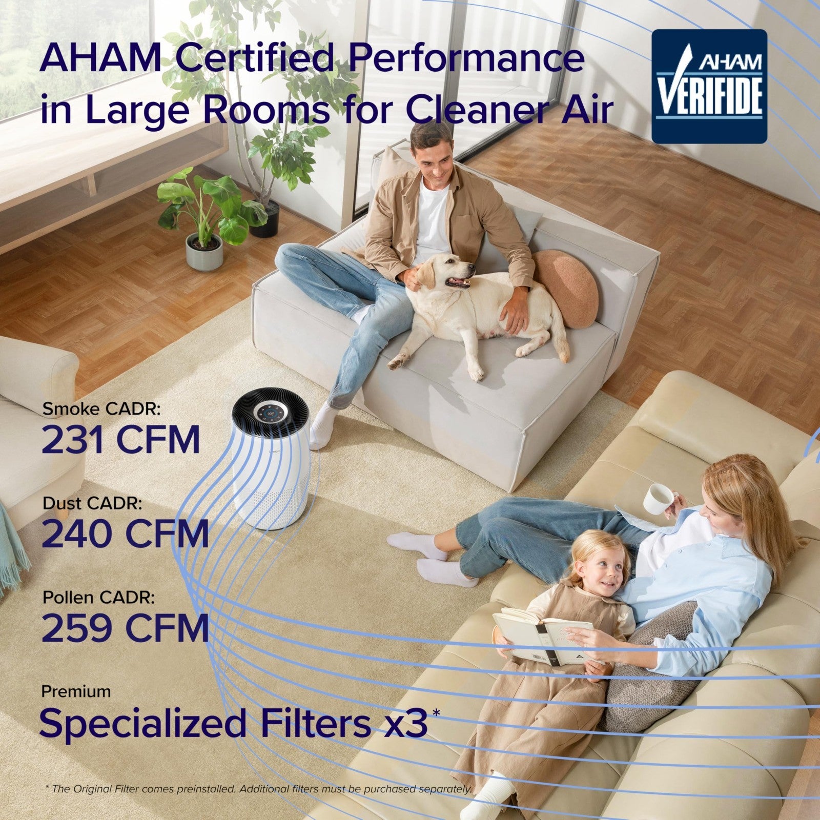 Smart Air Purifier for Large Rooms up to 1733 Sq Ft | HEPA Filter, Auto Mode, Ai3