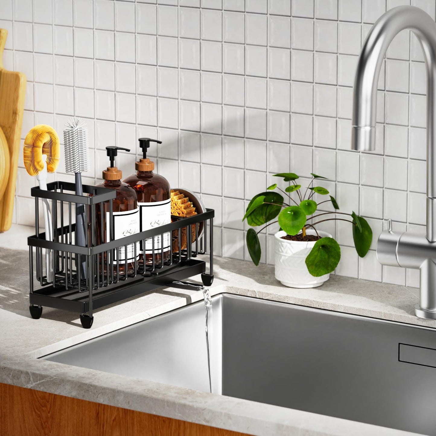 Kitchen Sink Sponge Holder Caddy Organizer, Rustproof 304 Stainless Steel, Large6