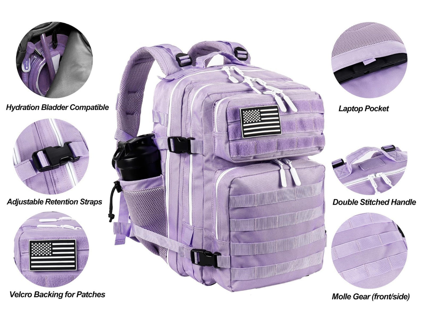 Tactical Military Backpack 25L/35L   Army Assault Pack, Small Rucksack with Bott4