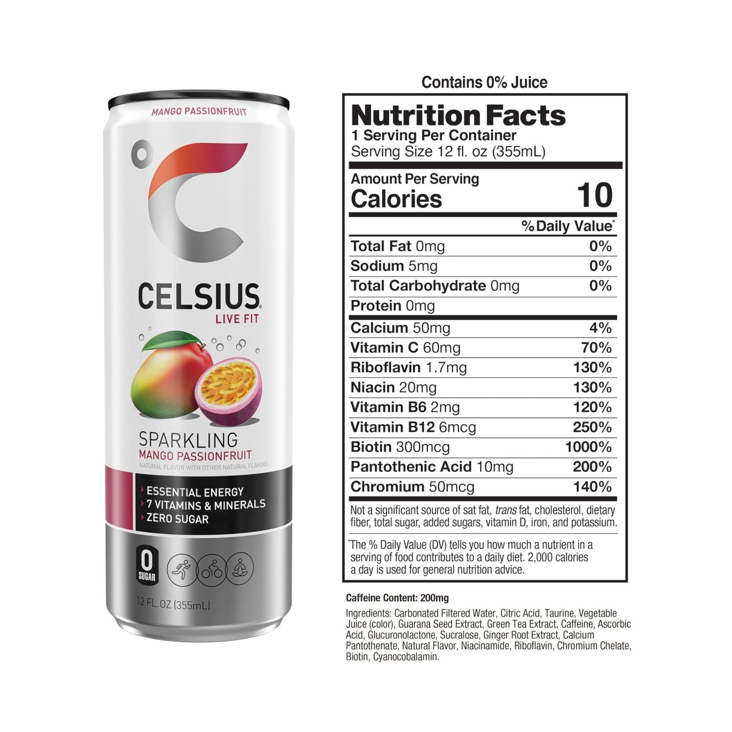 Sparkling Mango Passionfruit Energy Drink, Functional 12 Fl Oz, Pack of 12 Cans2