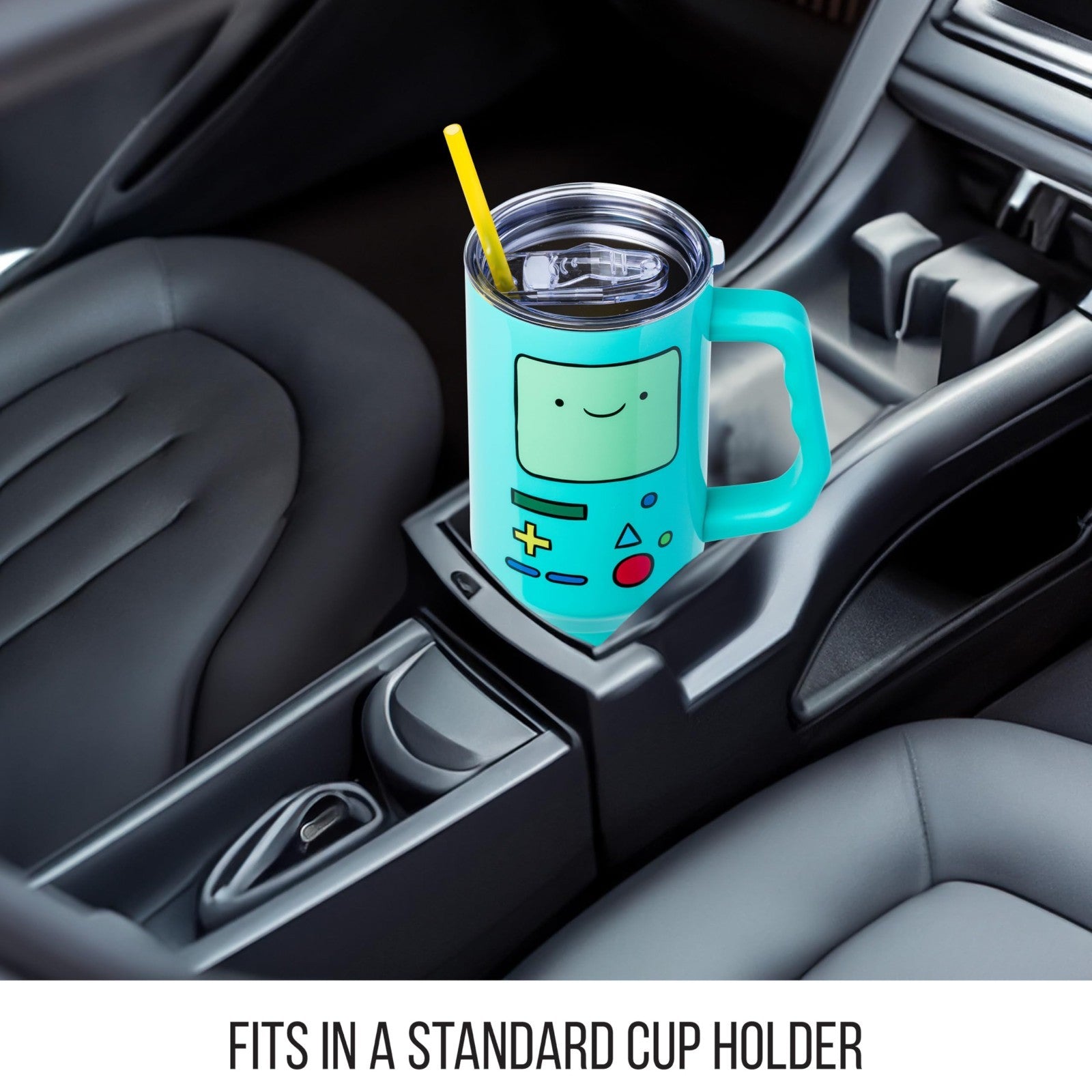 40oz Double Walled Stainless Steel Tumbler with Handle & Straw   Fits Cup Holder5
