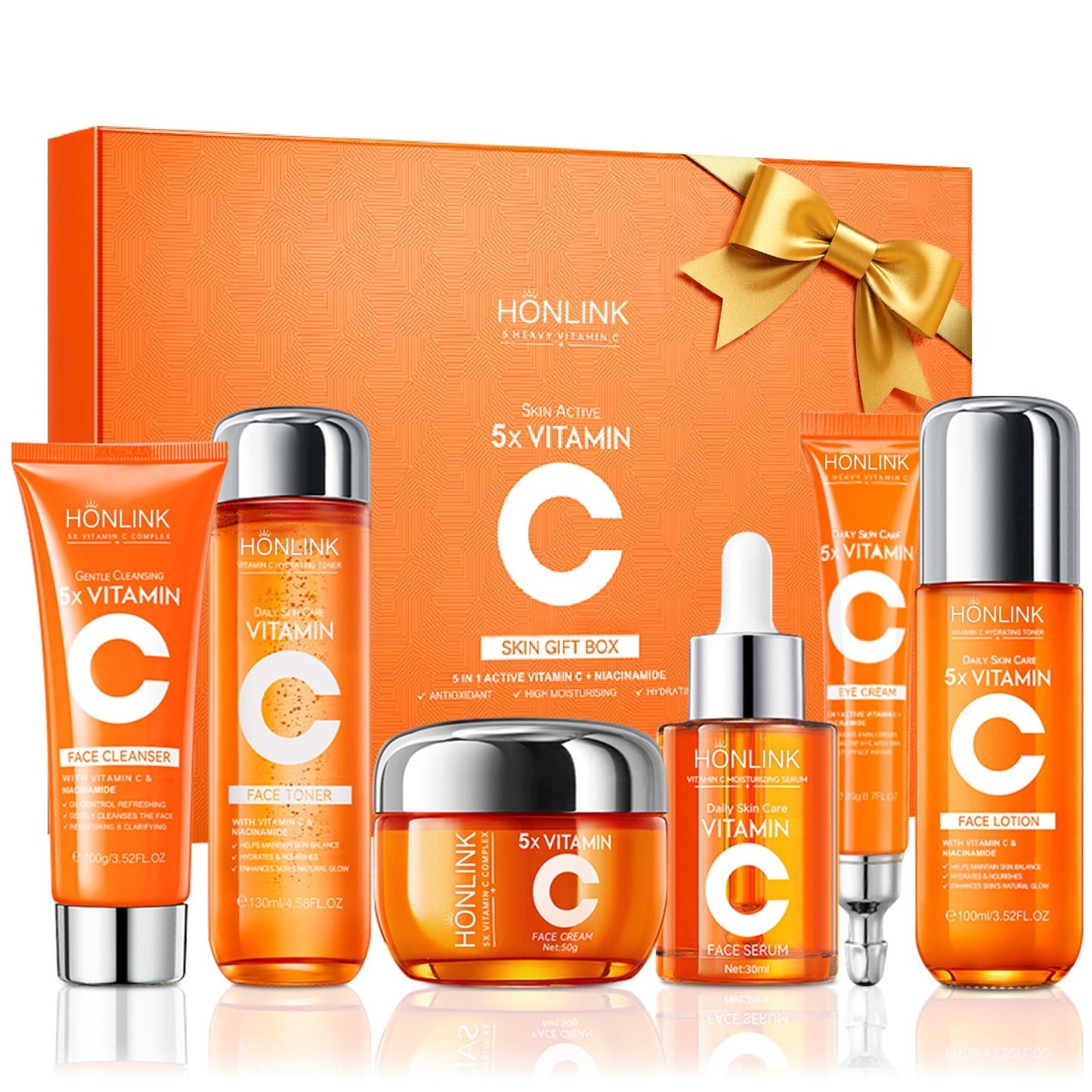 6 Piece Vitamin C & Niacinamide Skincare Set for Daily Facial Care Routine1