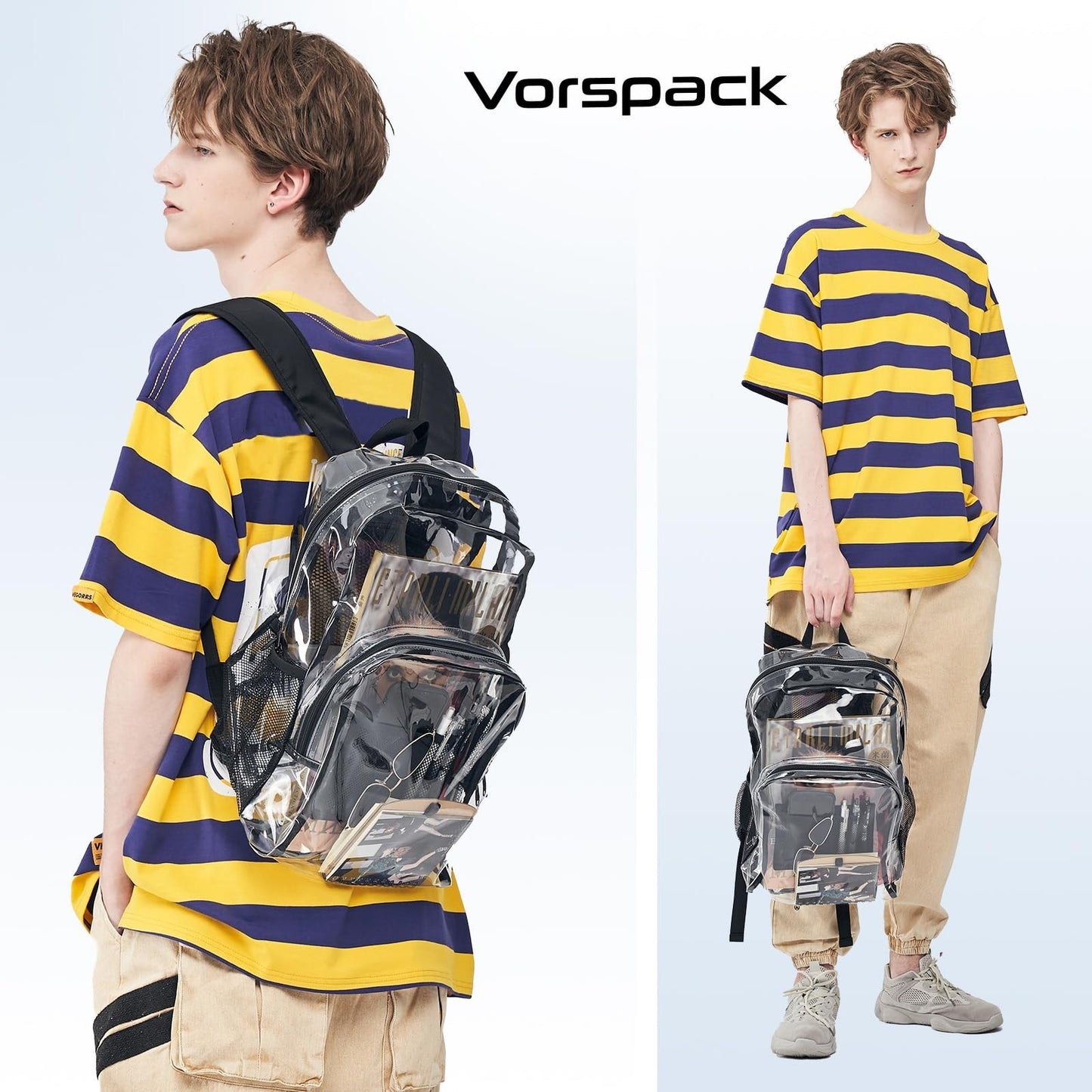 Clear PVC Backpack Heavy Duty Transparent Bag with Reinforced Straps - Large Cap4