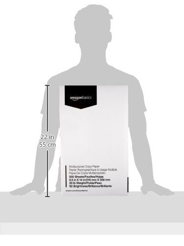 Multipurpose Copy Printer Paper, 20 lb, 8.5x14", 5000 Sheets, 92 Bright White, 12