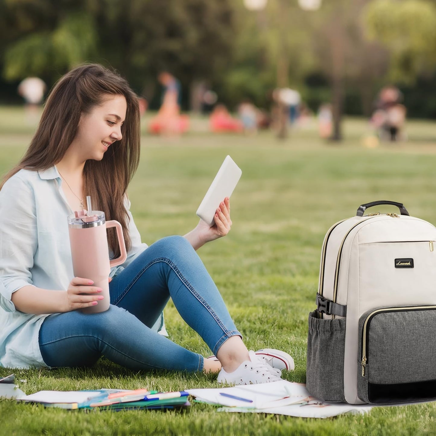 Stylish Waterproof Laptop Backpack for Women, 15.6" Large Capacity Travel Bag, P2