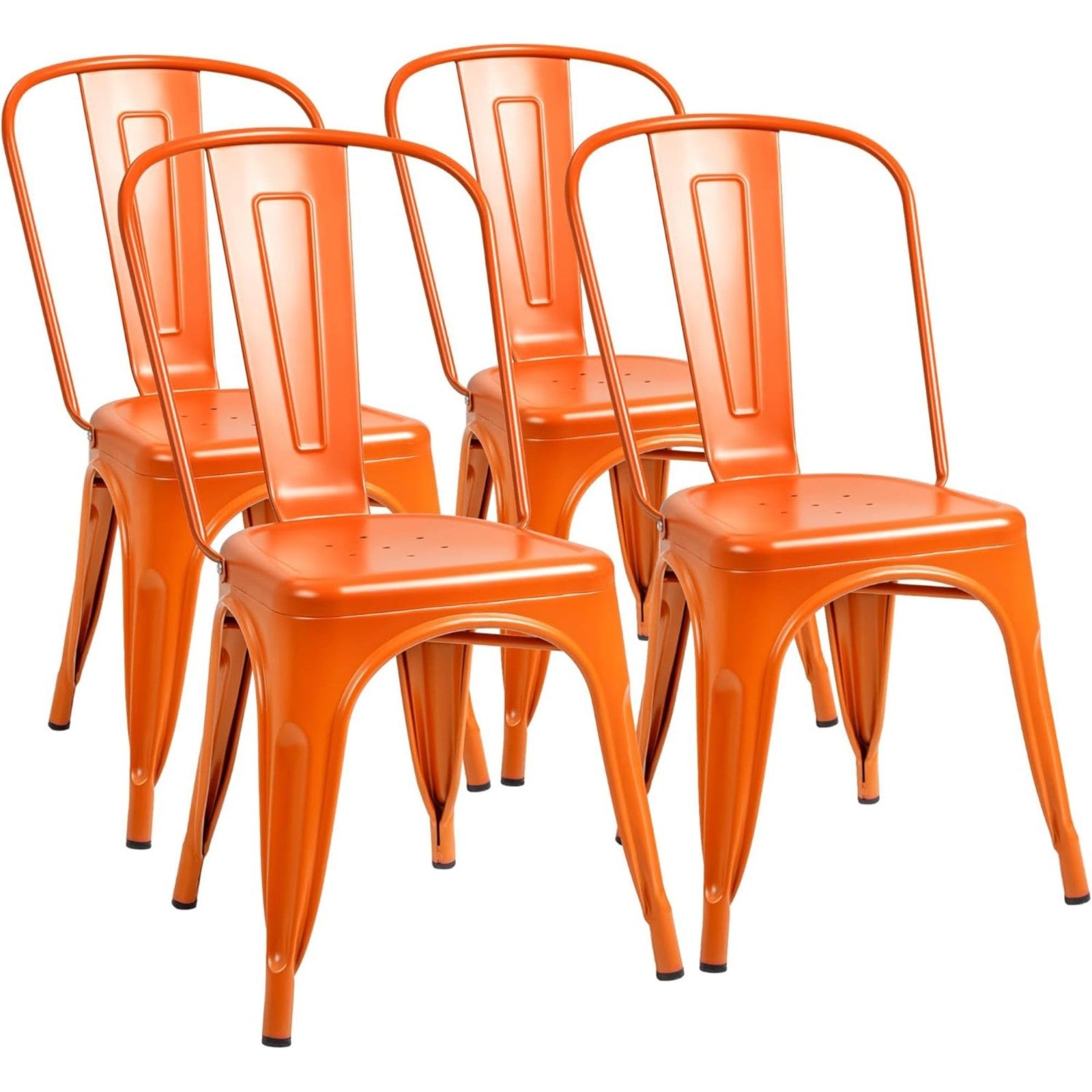 Stackable Metal Dining Chairs Set of 4   Chic Bistro Cafe Side Chairs, Indoor/Ou1