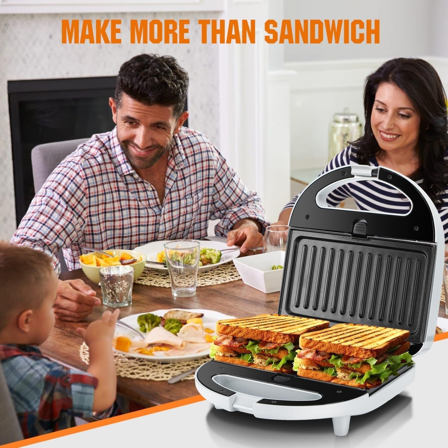 3-in-1 Sandwich Maker & Waffle Maker - Non-Stick Electric Grill with Cool Touch6