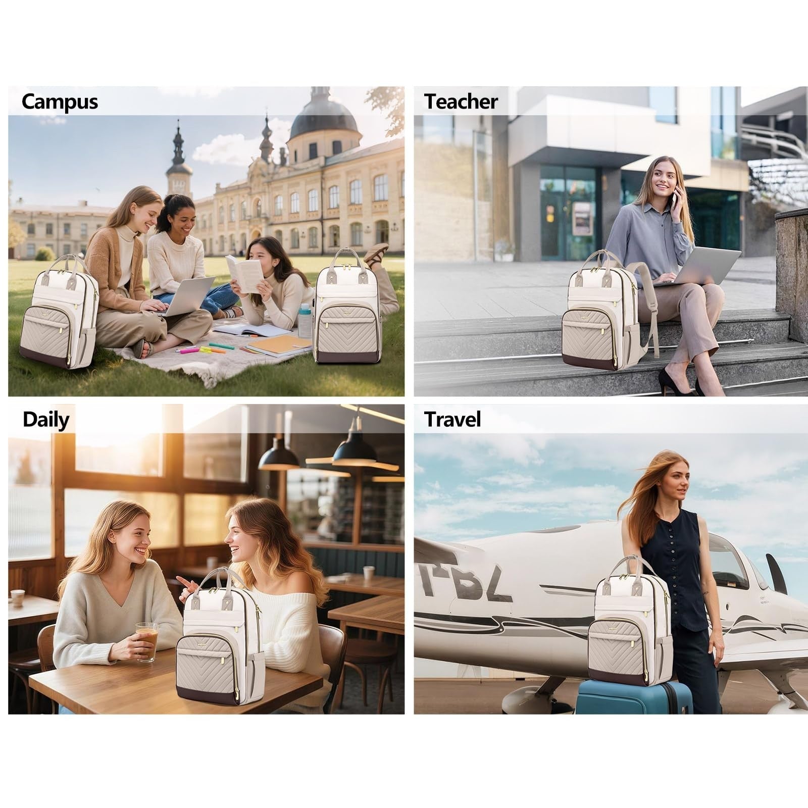 Stylish 15.6" Laptop Backpack for Women   Waterproof Travel Bag with USB Charger6