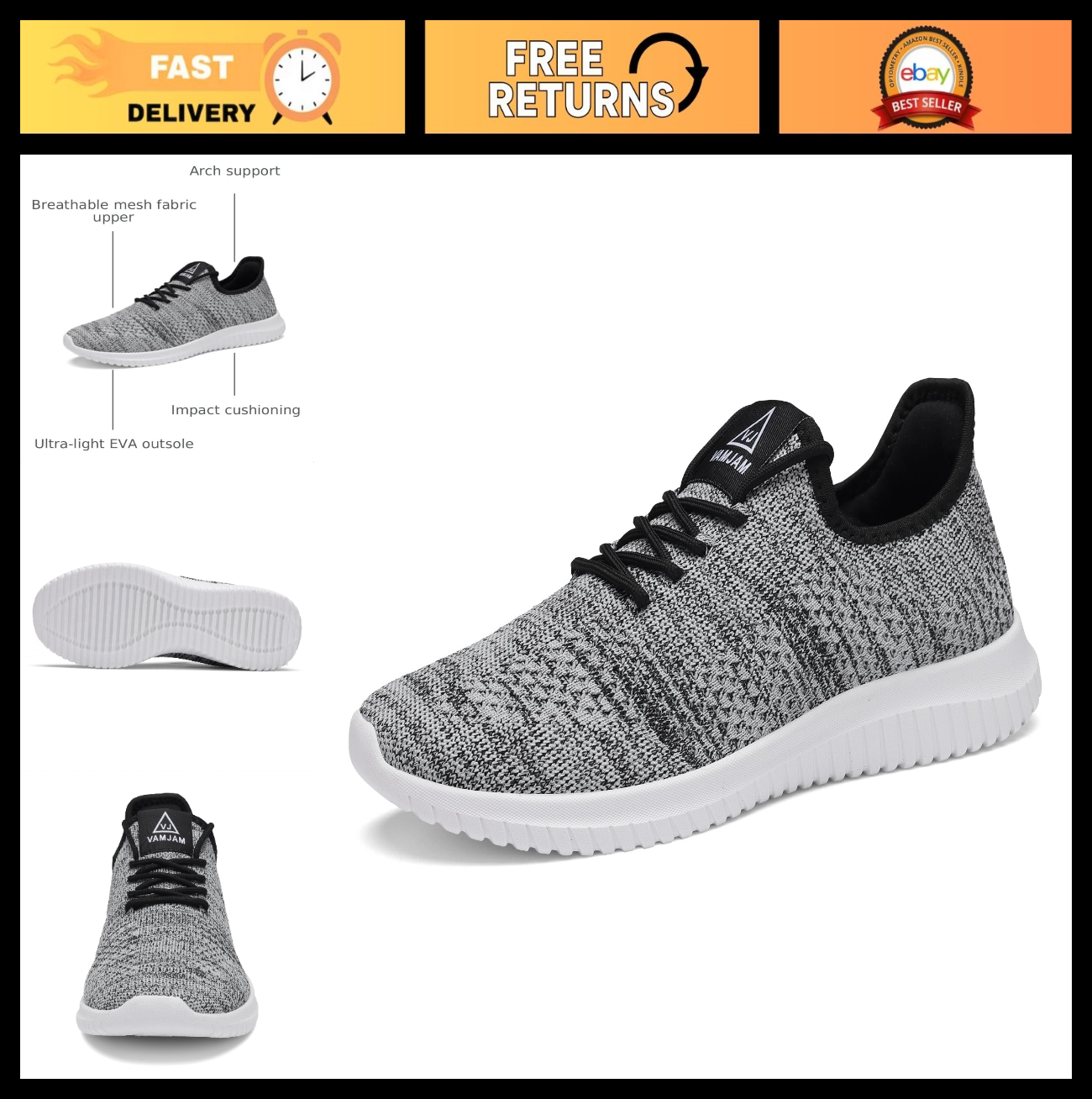 Ultra Lightweight Men's Running Shoes - Breathable Non-Slip Athletic Sneakers, C0