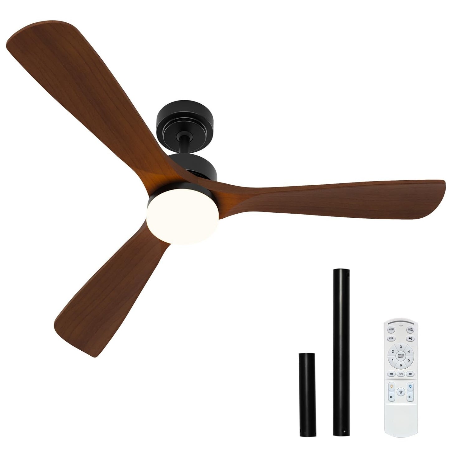 52 Inch Ceiling Fan with Lights, Solid Wood Blades, Ultra Quiet DC Motor, 6 Spee1