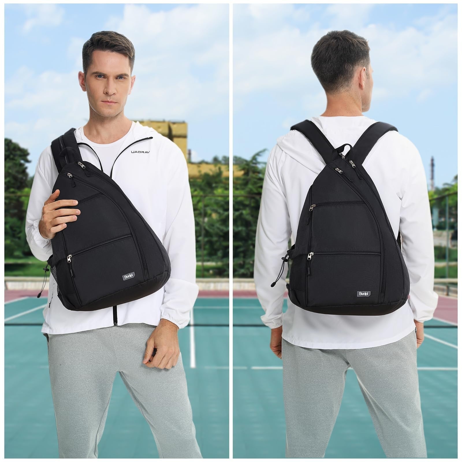 Water-Resistant Pickleball Backpack, Convertible Sling Bag with Fence Hook, Hold5