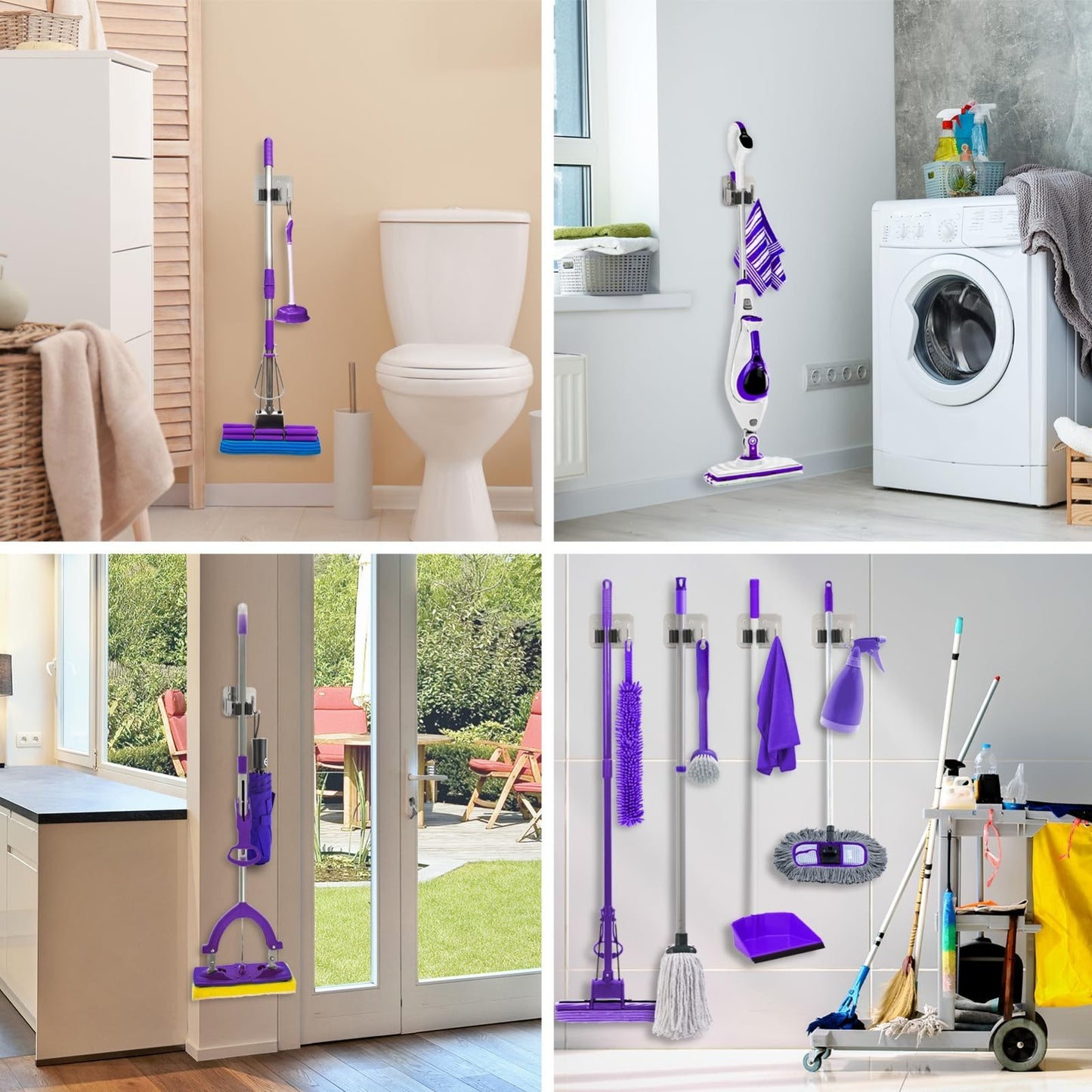 Stainless Steel Broom Holder Wall Mount Rack - Mop & Tool Organizer, Space Saver5