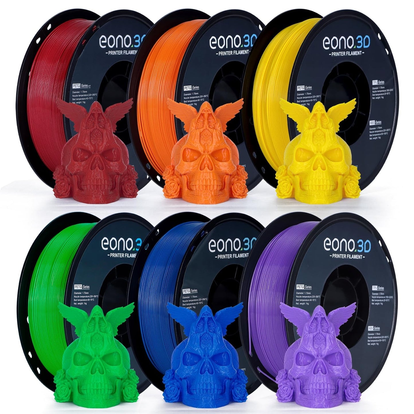 Multi-Color PETG Filament 1.75mm 6kg (13.2lbs) | Strong Adhesion, Low Stringing,1