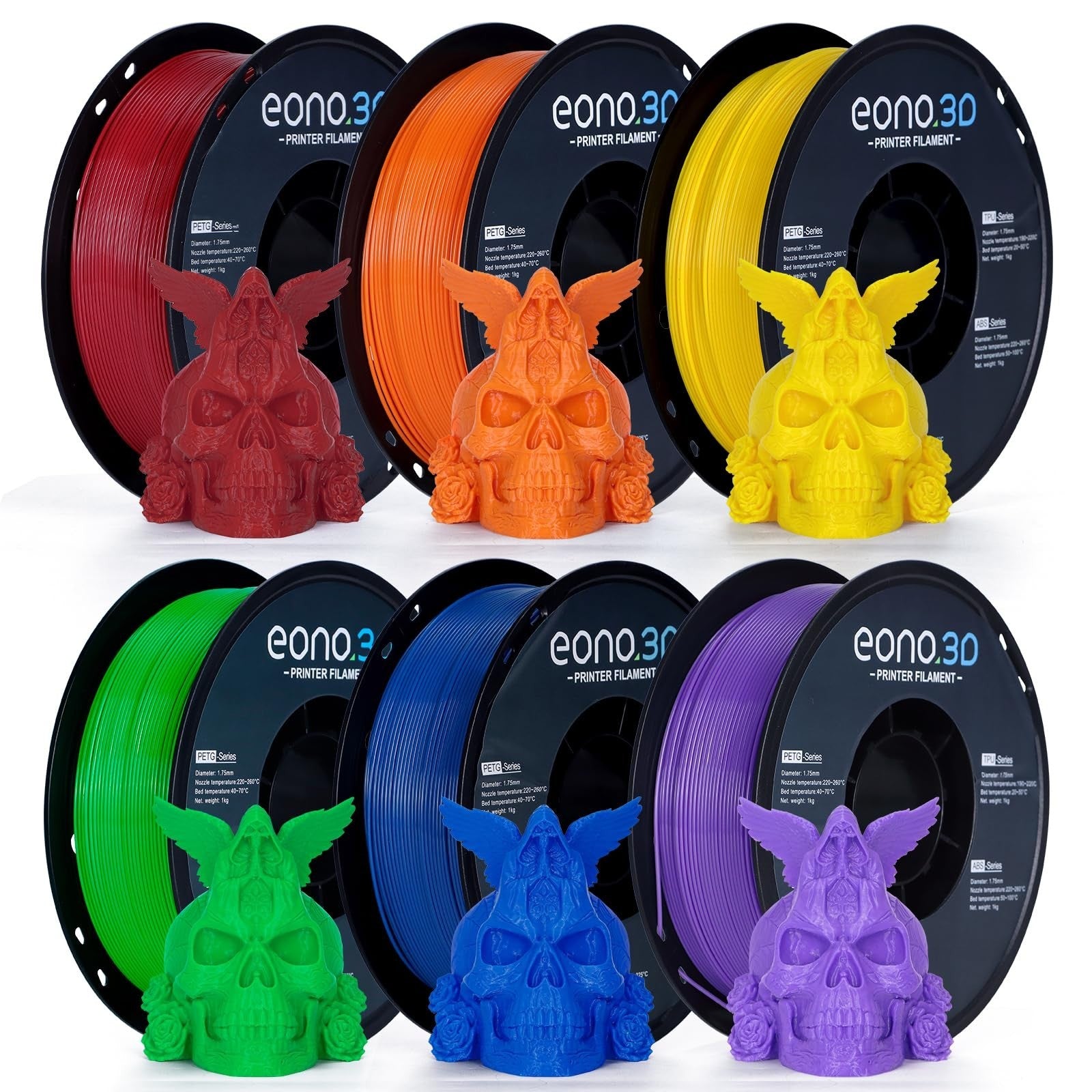 Multi-Color PETG Filament 1.75mm 6kg (13.2lbs) | Strong Adhesion, Low Stringing,1