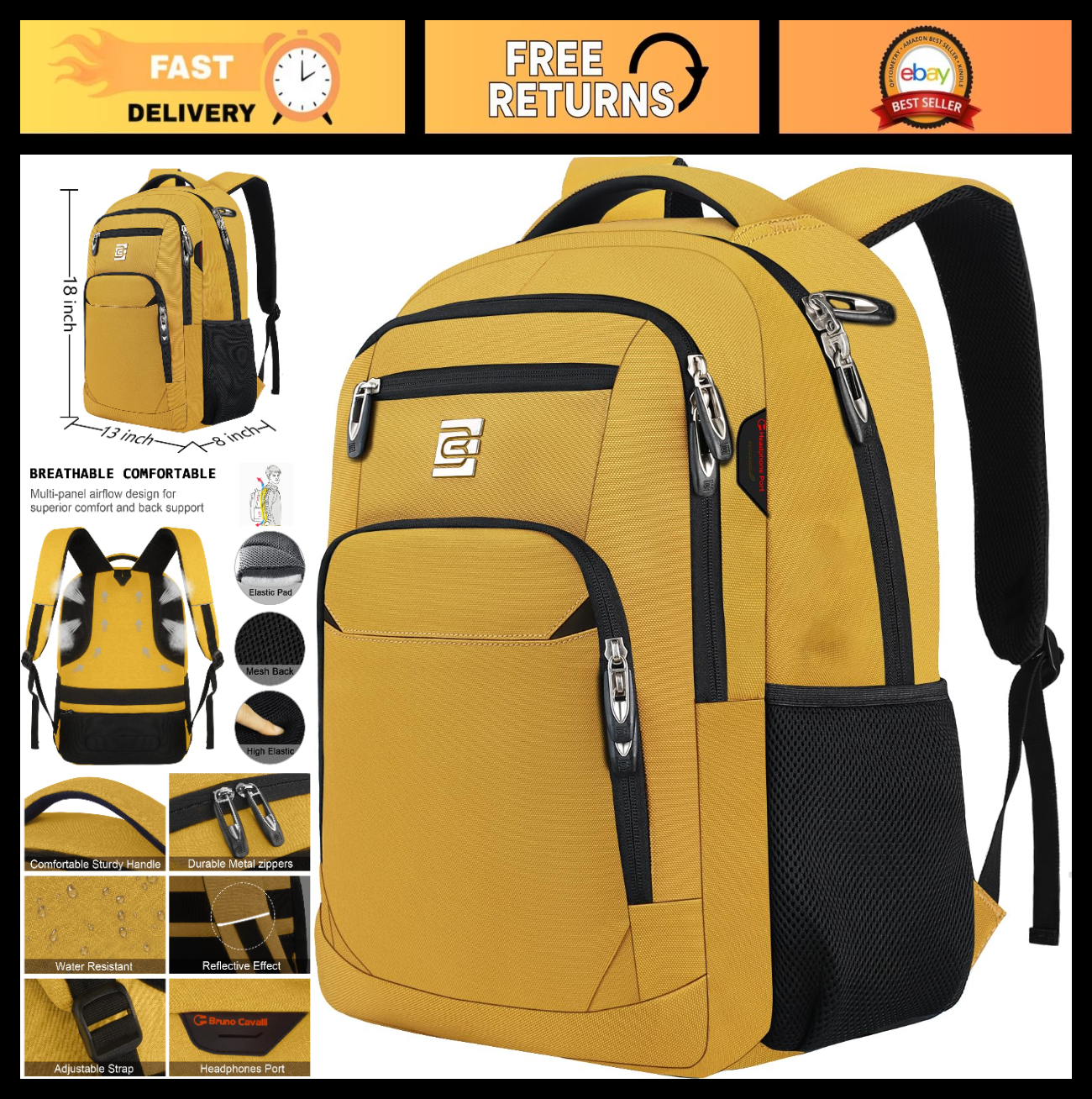 Slim Anti Theft Laptop Backpack for Business Travel & College   Stylish & Functi0